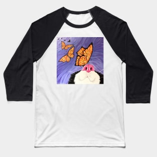 Butterfly Kisses on Cat Nose Baseball T-Shirt